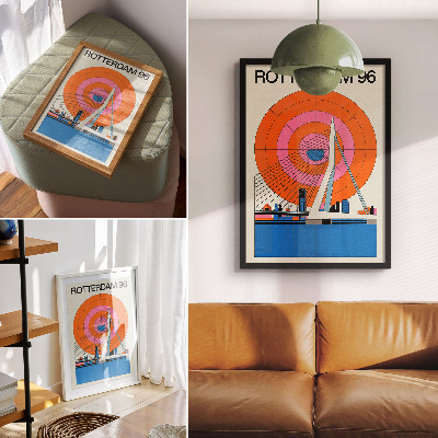 Plakat Most in mesto v geometrijskih vzorcih