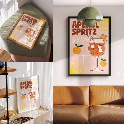 Eleganten plakat za dnevno sobo Oranžno rumen nasmeh sadnega napisa
