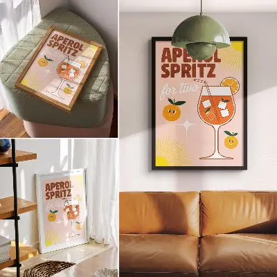 Eleganten plakat za dnevno sobo z nasmehom oranžno rumenega sadnega napisa