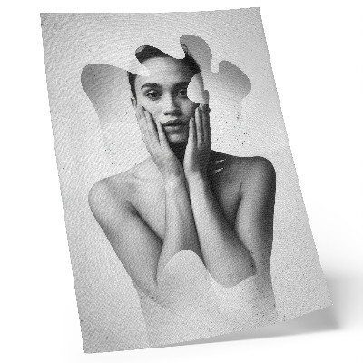 Plakat Črno-beli portret z abstraktnimi vzorci
