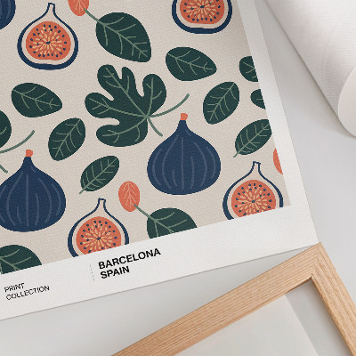 Premium stenski plakat Fige in listi v naravnih barvnih vzorcih
