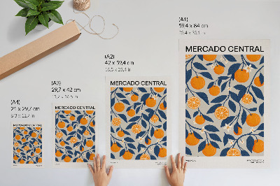 Plakat Oranžno sivo ozadje temni listi modernega sloga