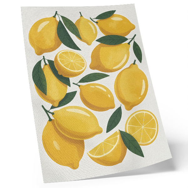 Umetniški tisk na platno Zlati limonini zeleni listi svetlo ozadje brez gibanja