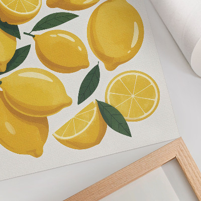 Umetniški tisk na platno Zlati limonini zeleni listi svetlo ozadje brez gibanja