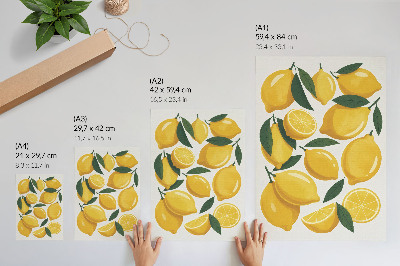 Umetniški tisk na platno Zlati limonini zeleni listi svetlo ozadje brez gibanja