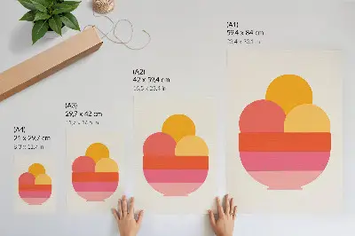 Premium stenski plakat živahni krogi v skledi v minimalističnem slogu