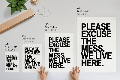 Eleganten plakat za dnevno sobo Humoristično besedilo, minimalističen slog, kontrast
