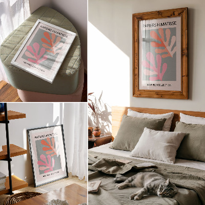 Premium stenski plakat Geometrični listi, navdihnjeni z Matissejevimi barvitimi