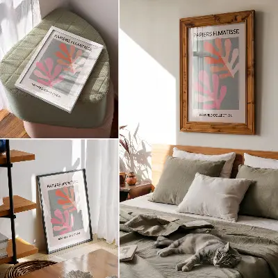 Stenski plakat Premium geometrični listi z navdihom barvitih Matissejevih del