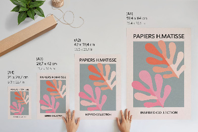 Premium stenski plakat Geometrični listi, navdihnjeni z Matissejevimi barvitimi