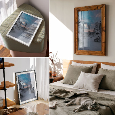 Premium stenski plakat Zasnežena drevesa, slikovita pokrajina, nebo