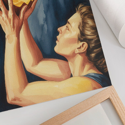 Eleganten plakat za dnevno sobo Oranžna buča temno modro ozadje nadrealizem