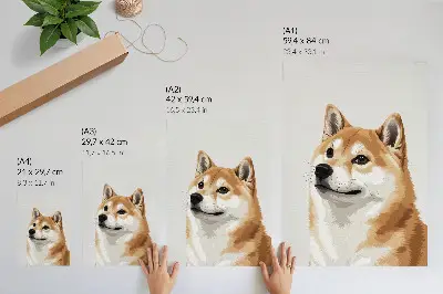 Stenski plakat minimalističen motiv psa v bež in krem barvah