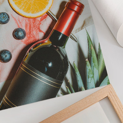 Eleganten plakat za dnevno sobo Barvito sadje in rdeče vino na svetlem ozadju
