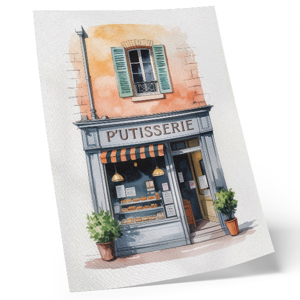 Eleganten plakat za dnevno sobo Retro pekarna s pastelnimi stenami