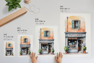 Eleganten plakat za dnevno sobo Retro pekarna s pastelnimi stenami