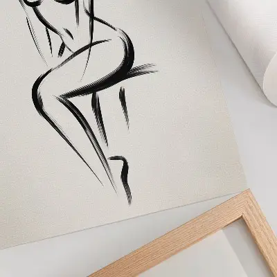 Premium stenski plakat minimalistična silhueta v črno-belem kontrastu