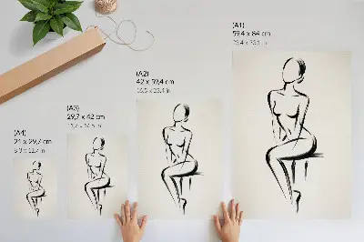 Premium stenski plakat minimalistična silhueta v črno-belem kontrastu