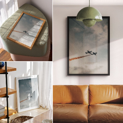 Eleganten plakat za dnevno sobo Tehnika minimalizma dveh letal na nebu