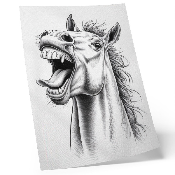 Premium stenski plakat Črno-bela ilustracija konja, polnega energije