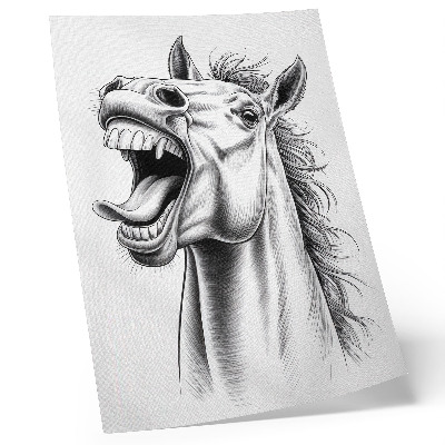 Premium stenski plakat Črno-bela ilustracija konja, polnega energije