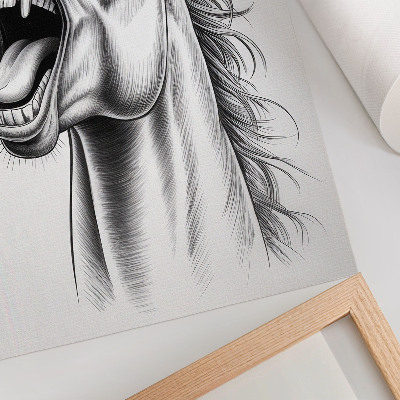 Premium stenski plakat Črno-bela ilustracija konja, polnega energije
