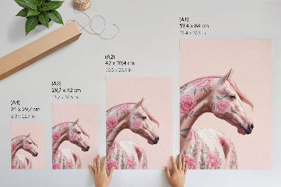 Eleganten plakat za dnevno sobo Konj s cvetjem, romantična eleganca, modernost
