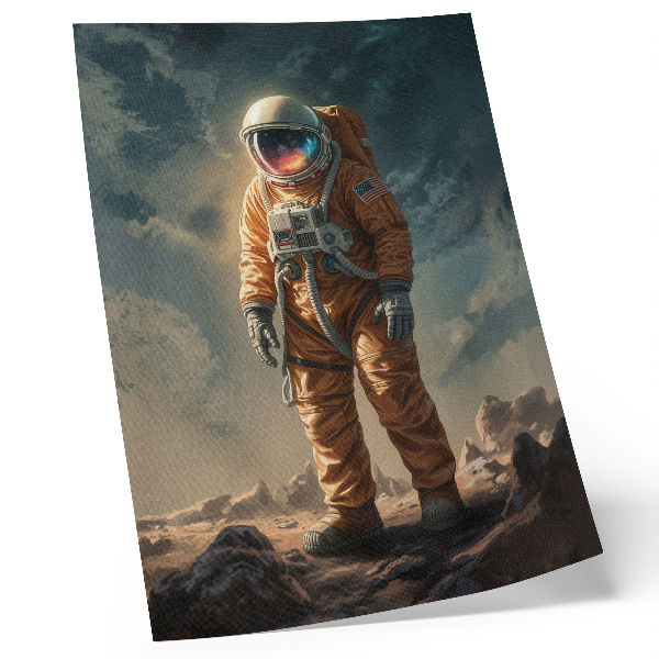 Premium stenski plakat Astronavt na nočnem nebu tujega planeta
