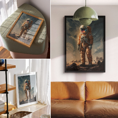 Premium stenski plakat Astronavt na nočnem nebu tujega planeta