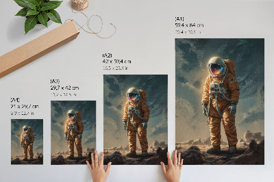 Premium stenski plakat Astronavt na nočnem nebu tujega planeta