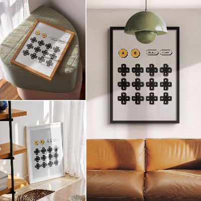 Eleganten plakat za dnevno sobo Igralni krmilnik minimalizem retro modernost