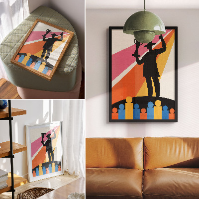 Premium stenski plakat Dinamika svetlih barv in silhuet trofeje