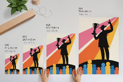 Premium stenski plakat Dinamika svetlih barv in silhuet trofeje