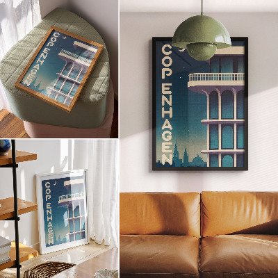 Premium stenski plakat Večerna mestna moderna arhitektura