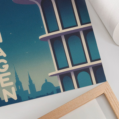Premium stenski plakat Večerna mestna moderna arhitektura