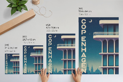 Premium stenski plakat Večerna mestna moderna arhitektura
