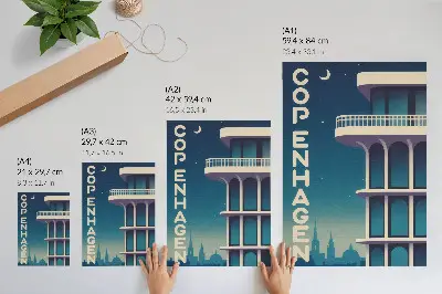 Stenski plakat večerna sodobna mestna arhitektura