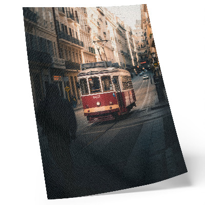 Plakat Tramvaj med zgodovinsko arhitekturo mesta