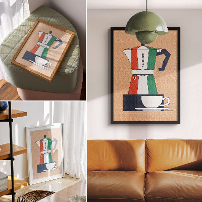 Premium stenski plakat Barvita kavarna, italijanske barve, moderno vzdušje