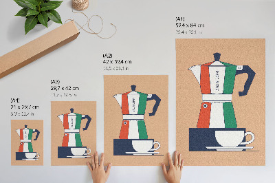 Premium stenski plakat Barvita kavarna, italijanske barve, moderno vzdušje