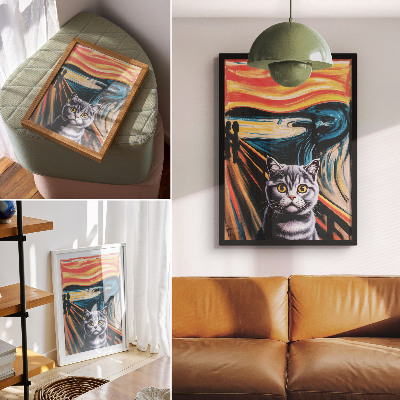 Premium stenski plakat Mačka na ozadju izrazne pokrajine