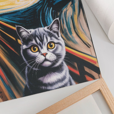 Premium stenski plakat Mačka na ozadju izrazne pokrajine