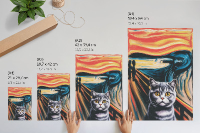 Premium stenski plakat Mačka na ozadju izrazne pokrajine