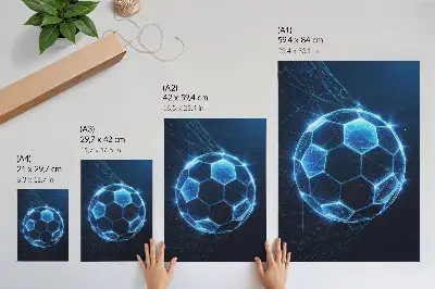 Eleganten plakat za dnevno sobo z motivom geometrijskih črt in digitalnih krogel