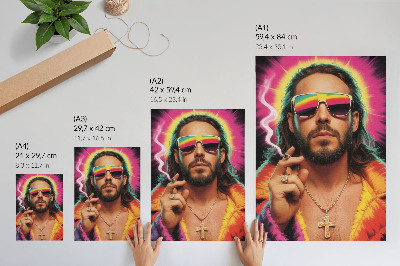 Premium stenski plakat Intenzivne barve, kontrastni retro vzorci