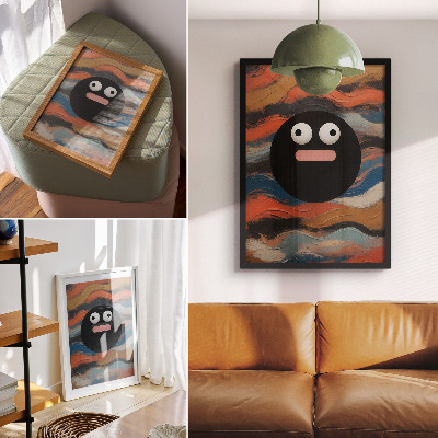 Eleganten plakat za dnevno sobo Črna figura na barvitem ozadju v dinamičnem slogu