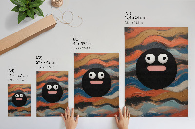 Eleganten plakat za dnevno sobo Črna figura na barvitem ozadju v dinamičnem slogu