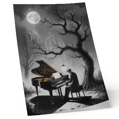 Eleganten plakat za dnevno sobo Umirjene barve duhovi klavir luna