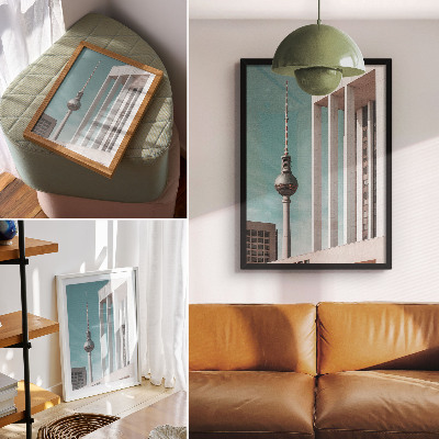 Plakat Minimalistični stolp, moderne stavbe, modro nebo