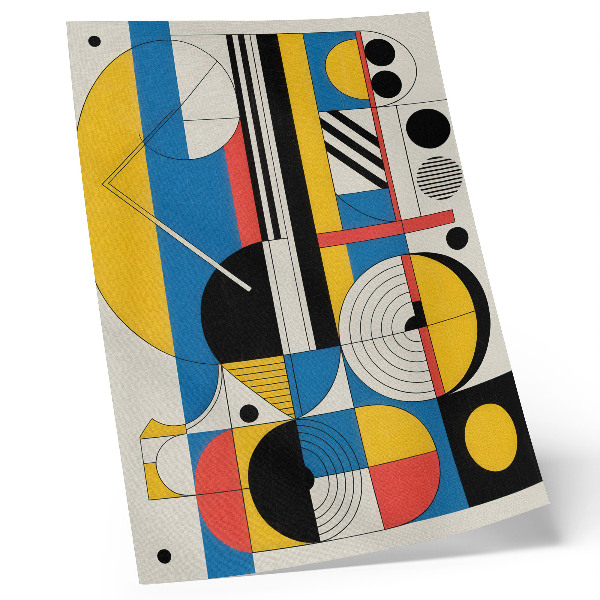 Eleganten plakat za dnevno sobo Geometrijski vzorci v kontrastnih barvah